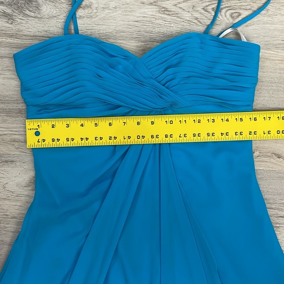 David's Bridal Blue Chiffon Midi Dress w Zip Garment Bag Style: F12284 Size 12 - Picture 14 of 16